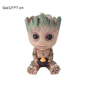 Carton Flowerpot Baby Groot Pen Pot Holder Plants Flower Pot Cute Action Figures Toys for Kids Gift Desktop Decoration